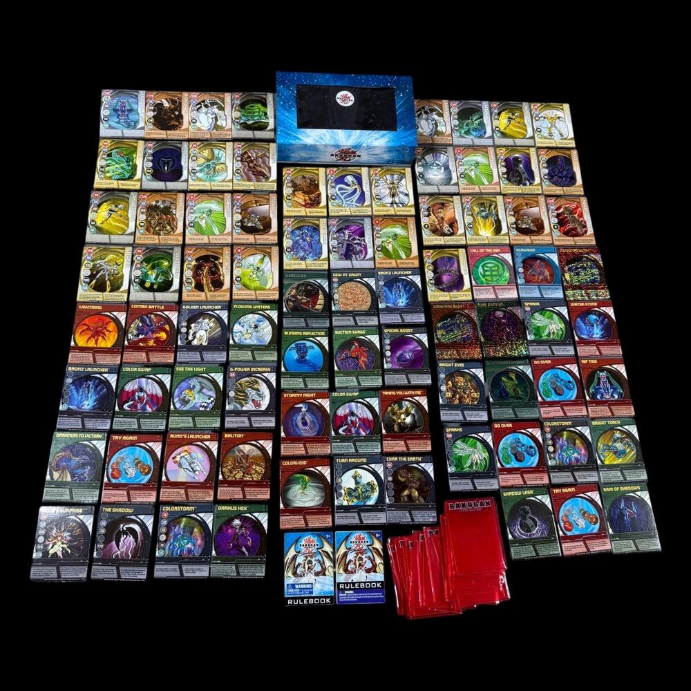 Huge Bakugan Battle Brawlers Card Lot Gate Ability Holo Rulebooks Sleeves Box